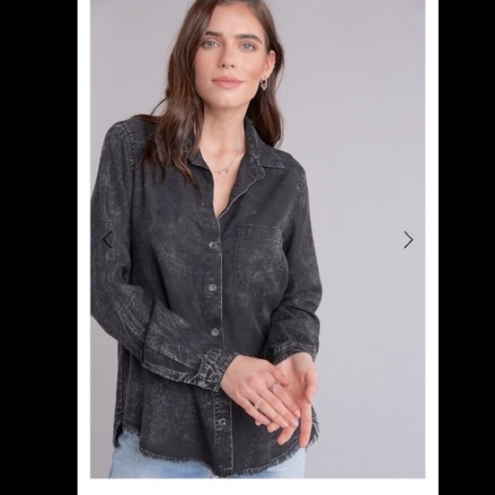 Fray Hem Button Shirt Liverpool Denim